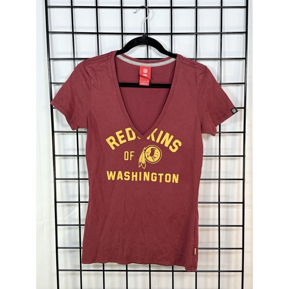 Nike NFL Washington Redskins V-Neck T-Shirt Women's S Maroon Athleisure Retro
